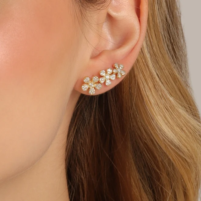 Brinco Floral Cravejado - imagem 4