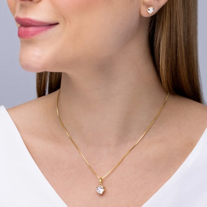 Conjunto Colar e Brinco Pingente Circular - imagem 2