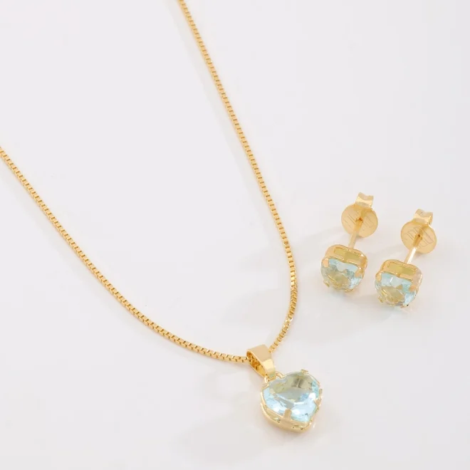 Conjunto Colar e Brinco Pingente Circular - imagem 3